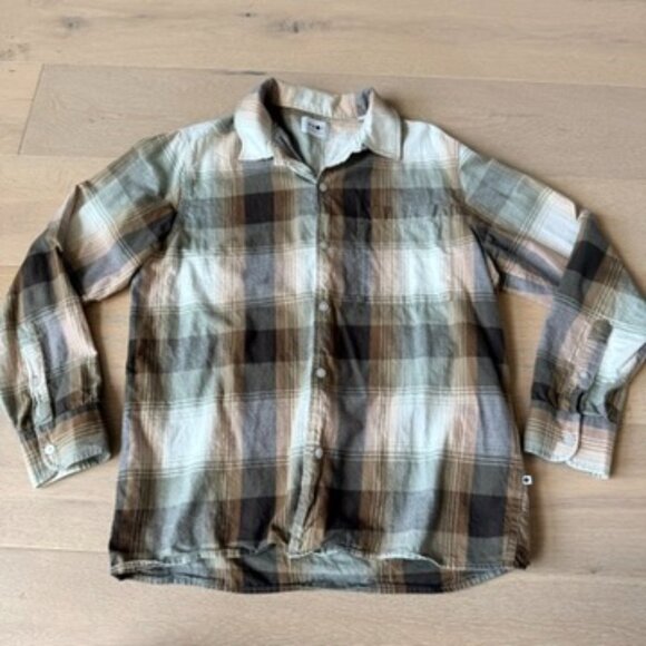 NN07 Julio Plaid Button-Up Shirt Medium 710 KHAKI STRIPE - Picture 3 of 8